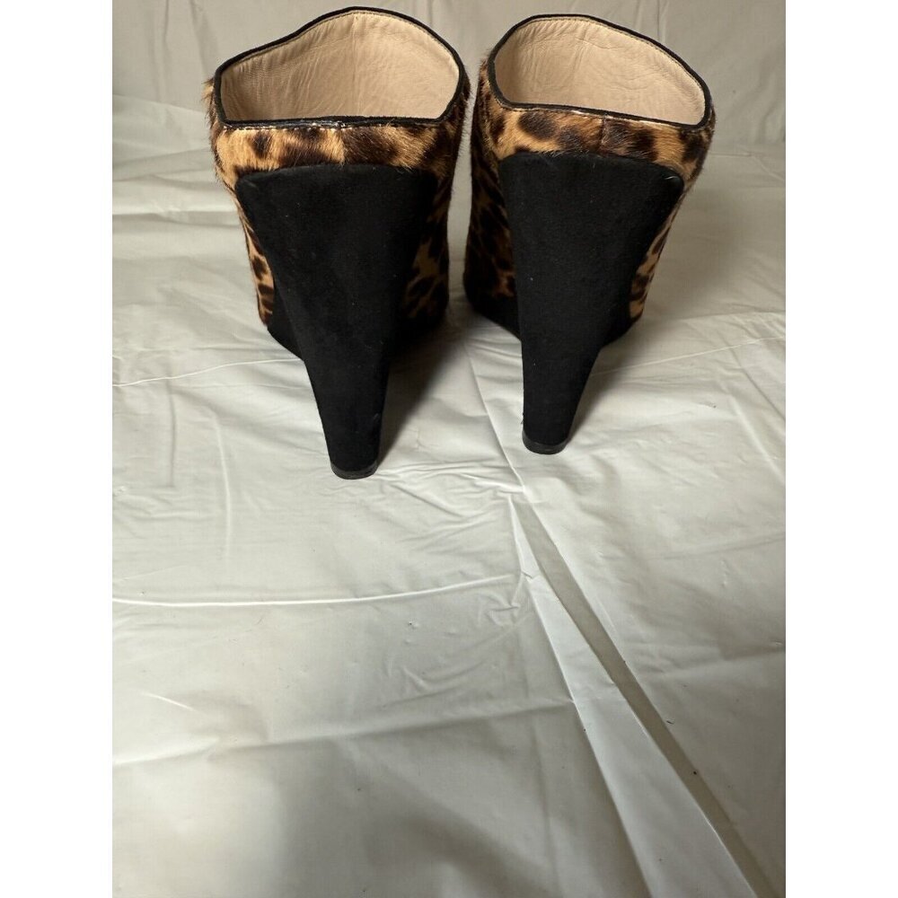 PRADA St Leopardo Miele Moro Leopard Calf Hair Wedge Slides - Picture 14 of 16